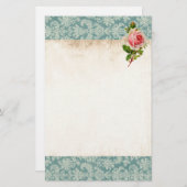 ばら色ビクトリア時代の人およびダマスク織 便箋 (正面/裏面)