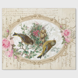 ばら色フレームの短命なもの60lb Decoupageの紙30" x 36" ラッピングペーパー