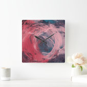 ばら色ライトI スクエア壁時計 (ホーム)