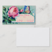 ばら色ヴィンテージおよび蝶名刺 名刺 (正面/裏面)