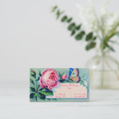 ばら色ヴィンテージおよび蝶名刺 名刺 (スタンド正面)