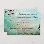 ばら色入れ墨およびFluers Muerteのスカルの披露宴カード 出欠カード (正面/裏面)