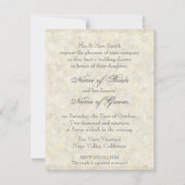 ばら色及び銀製の結婚式またはブライダルシャワー英語 招待状 (裏面)