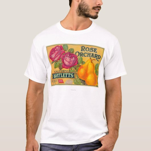 ばら色果樹園のナシの木枠のラベル Tシャツ (正面)