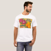 ばら色果樹園のナシの木枠のラベル Tシャツ (正面フル)