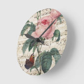 ばら色音楽 ラウンド壁時計 (傾斜)