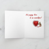 ばら色Westieおよびハートのバレンタイン シーズンカード (内部)