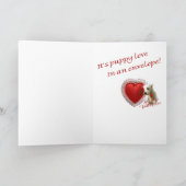 ばら色Westieおよびハートのバレンタイン シーズンカード (内部)