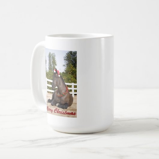 ばん馬のクリスマスのマグ コーヒーマグカップ (正面左)