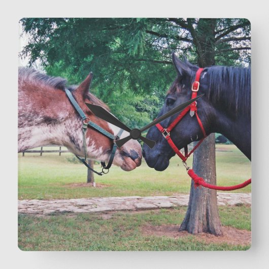 ばん馬の柱時計 スクエア壁時計 (正面)