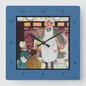 ぱっとケーキ、ぱっとケーキ、ベーカーの男 スクエア壁時計 (正面)