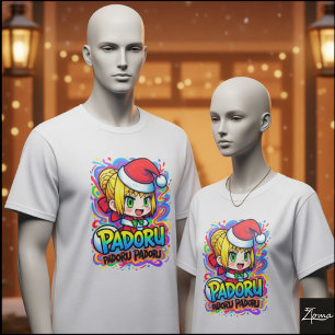 ぱどるちびサンタ アニメペイントスプラッター Tシャツ