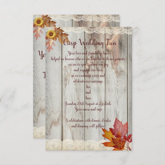 ぱりっとしたおもしろいの結婚 招待状 (正面/裏面)