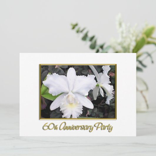 ぱりっとした白い蘭の記念パーティー60 招待状