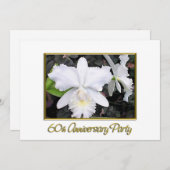 ぱりっとした白い蘭の記念パーティー60 招待状 (正面/裏面)