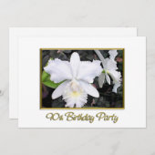 ぱりっとした白い蘭の誕生会90 招待状 (正面/裏面)