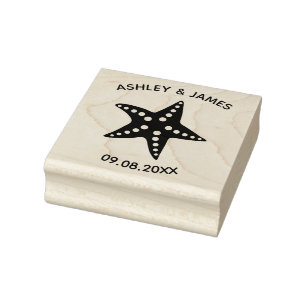 ひいきのためのパーソナライズされたヒトデの結婚式切手 ラバースタンプ