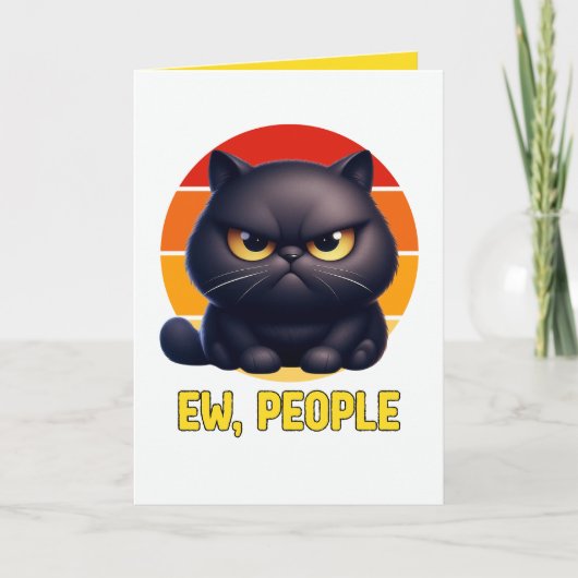 ひきこもりのための黒猫のサルカスティックなデザイン カード (正面)
