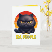 ひきこもりのための黒猫のサルカスティックなデザイン カード (黄色い花)