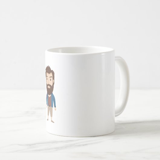 ひげおもしろいひげ男のキャリカチュアMUG -パパ夫BF コーヒーマグカップ (正面右)