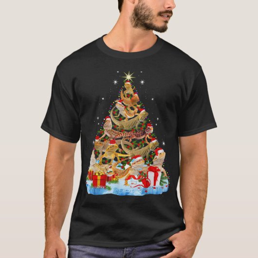 ひげおもしろいひげ竜クリスマスツリー Tシャツ (正面)