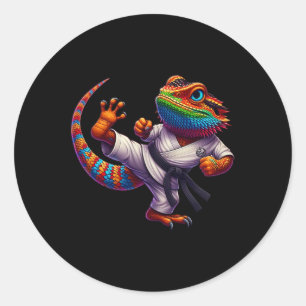 ひげおもしろいドラゴンハイキック空手サムライ忍者 ラウンドシール