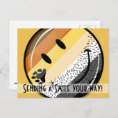 ひげおもしろい付きハッピーゲイベアプライド国旗 ポストカード (正面/裏面)