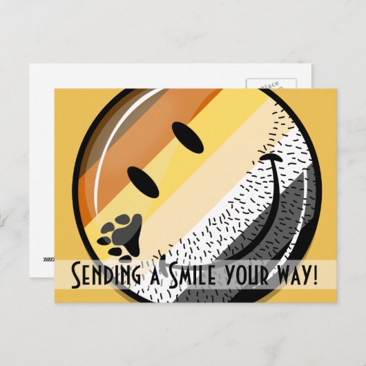 ひげおもしろい付きハッピーゲイベアプライド国旗 ポストカード (正面/裏面)