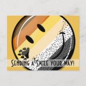 ひげおもしろい付きハッピーゲイベアプライド国旗 ポストカード (正面)