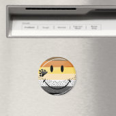 ひげおもしろい付きハッピーゲイベアプライド国旗 マグネット (インサイチュ (食洗機))