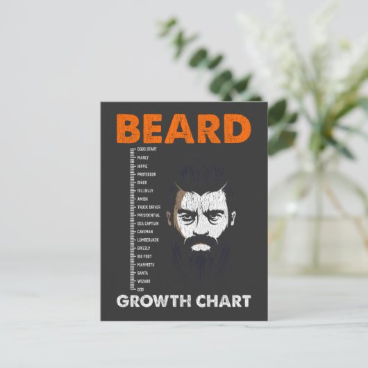 ひげおもしろい伸び率測定チャートひげ付き男性 ポストカード (スタンド正面)