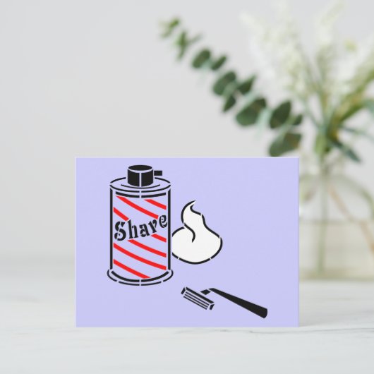 ひげそりクリームとカミソリ ポストカード (スタンド正面)