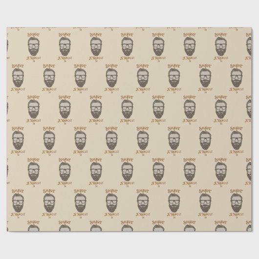 ひげそり&アヘアカットレトロ理容師ショップグラフィックタイプW ラッピングペーパー (フラット)