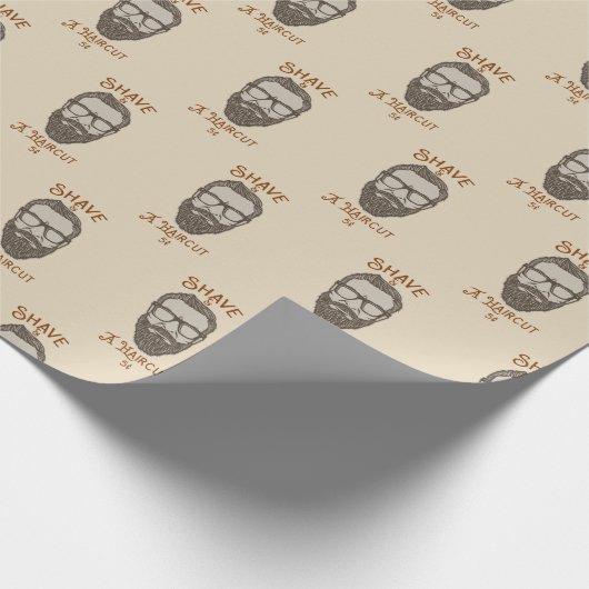 ひげそり&アヘアカットレトロ理容師ショップグラフィックタイプW ラッピングペーパー (角)