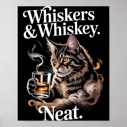 ひげとおしゃれな面白い猫好きの飲兵衛 ポスター (正面)