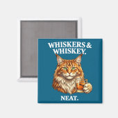 ひげとおしゃれな面白い猫好きの飲兵衛 マグネット (正面/裏面)