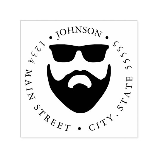 ひげとサングラス戻りラベル セルフインキングスタンプ (デザイン)