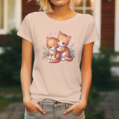 ひげとチャームかわいい猫 Tシャツ