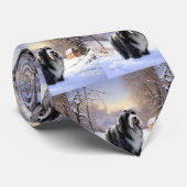 ひげのあるコリーで雪のクリスマスを過ごす ネクタイ (ロール)