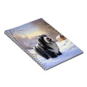 ひげのあるコリーで雪のクリスマスを過ごす ノートブック (右側)