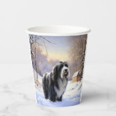 ひげのあるコリーで雪のクリスマスを過ごす 紙コップ (裏面)