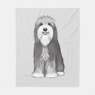 ひげのあるコリー かわいい漫画の犬のブランケット フリースブランケット