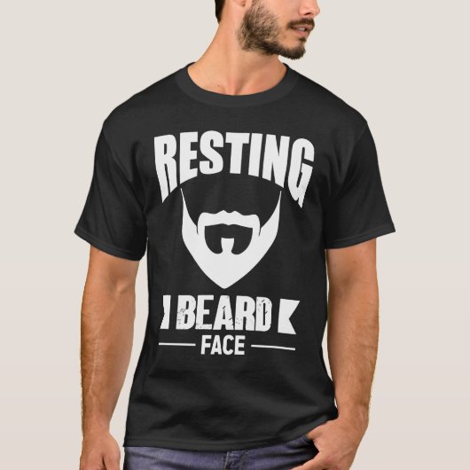 ひげのある男性のための静止したあごひげの顔 引用デザイン Tシャツ (正面)