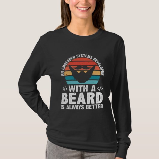 ひげのある組み込みシステム開発者は常に Tシャツ (正面)