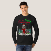 ひげのコリードッグ軽い強力なクリスマスツリーXma Tシャツ (正面フル)