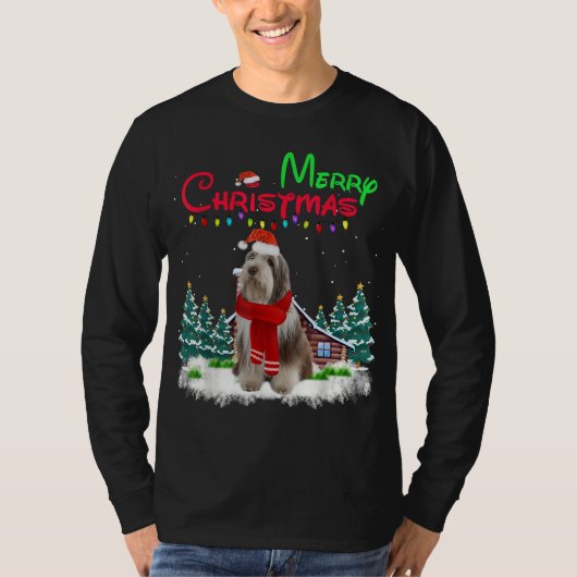 ひげのコリードッグ軽い強力なクリスマスツリーXma Tシャツ (正面)