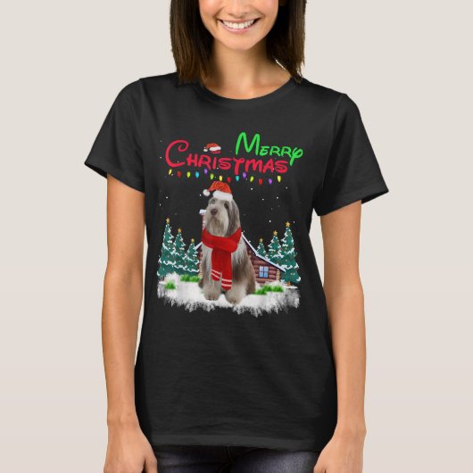 ひげのコリードッグ軽い強力なクリスマスツリーXma Tシャツ (正面)