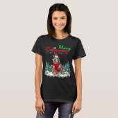 ひげのコリードッグ軽い強力なクリスマスツリーXma Tシャツ (正面フル)