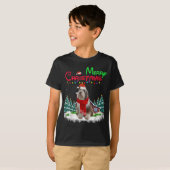 ひげのコリードッグ軽い強力なクリスマスツリーXma Tシャツ (正面フル)