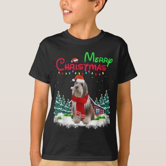 ひげのコリードッグ軽い強力なクリスマスツリーXma Tシャツ (正面)